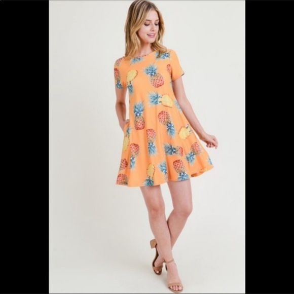 NWOT Pretty pineapple fit & flare dress - Picture 3 of 4